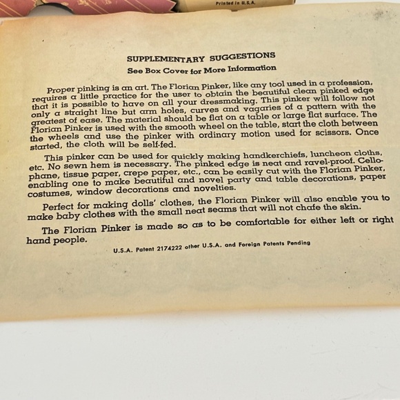 THE FLORIAN PINKER vintage 1950's pinking shears precision made NEW in box craft - Picture 12 of 13